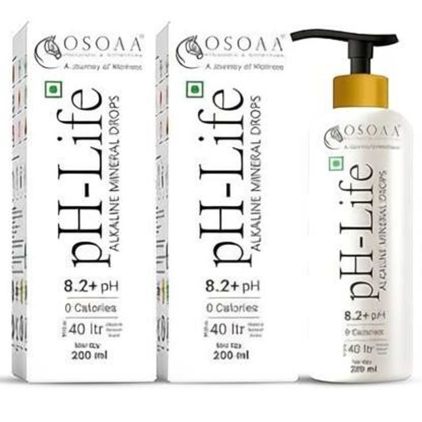 Osoaa pH-Life Alkaline Mineral Drops 8.2+ ph 0 calories 14 minerals Alkaline water Mineral Water(2 x 200 ml)