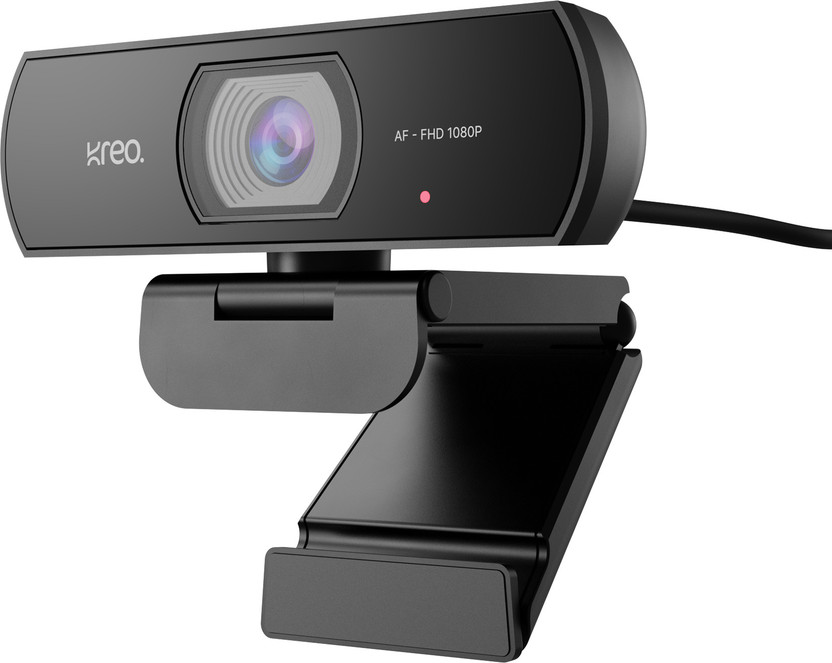 Kreo Owl Full HD Webcam 1080p, with Microphone, USB Connectivity, | 60 FPS with Auto-Focus, Built-in Privacy Shutter with 360 Rotation and Plug and Play Setup for Video Call, Streaming, YouTube and More(Black)