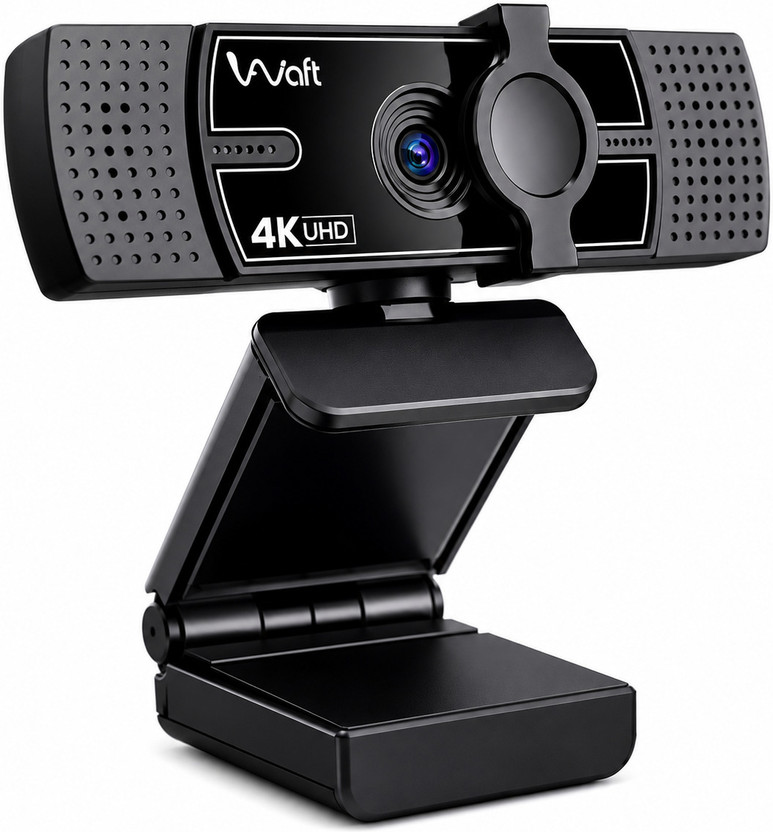 AIWaft 4K Webcam with AI Auto-Focus, EPTZ, Dual Microphones, 2D Noise Reduction 4K  Webcam 2160p, with Microphone, Night vision, USB Connectivity(Black)