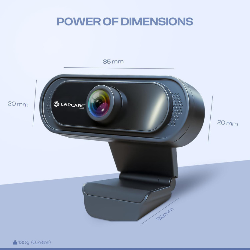 LAPCARE Lapcam HD 720M P HD Webcam 720p, Night vision, USB Connectivity(Black)