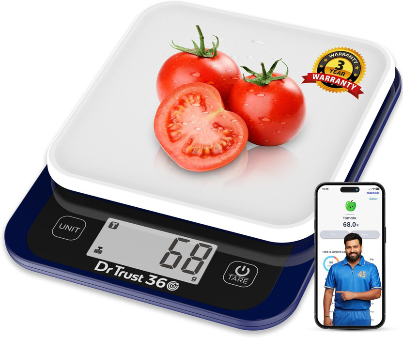 Dr Trust USA Smart Digital Food Weight Machine 530 for Cooking, Weight Loss(5kg), Kitchen Weighing Scale(Blue, White)