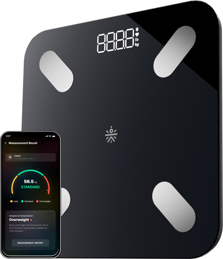 Cult Bluetooth Weight Machine, 20+ Parameters, BMI, US FDA Approved, 10 users Weighing Scale(Black)