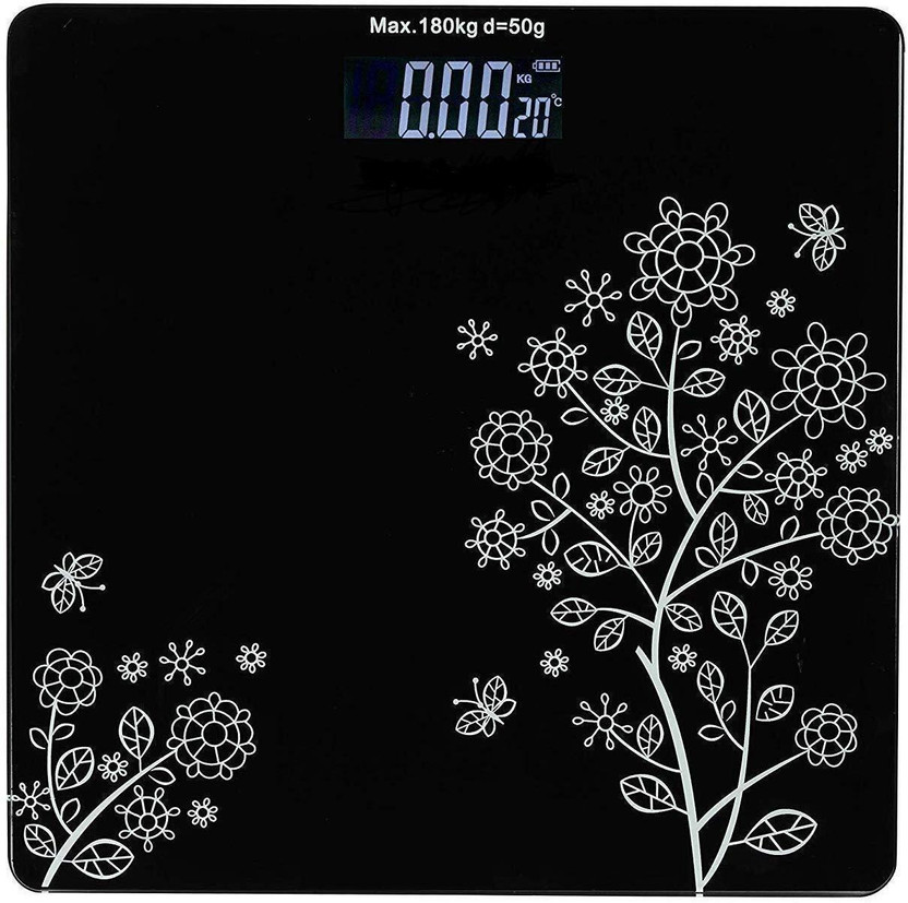 Kinzilla Precision Digital Body Bathroom Scale with Step-On Glass Easy Read LCD Display Weighing Scale(Black, White)