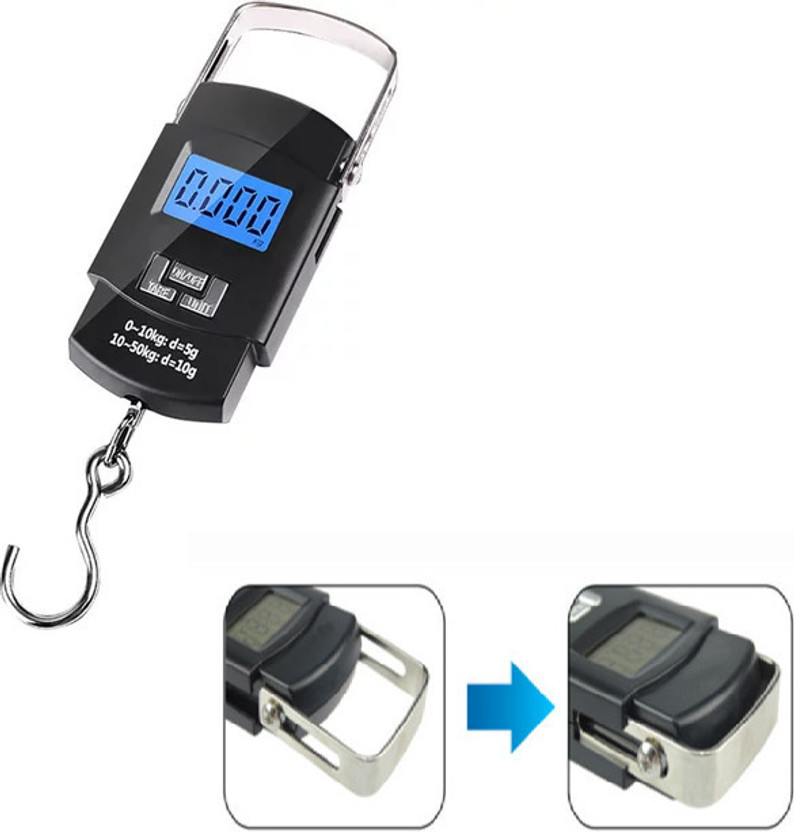 Hanging 50Kg Portable Luggage Weight Machine Digital for Weighing Household Items Weighing Scale(Black)