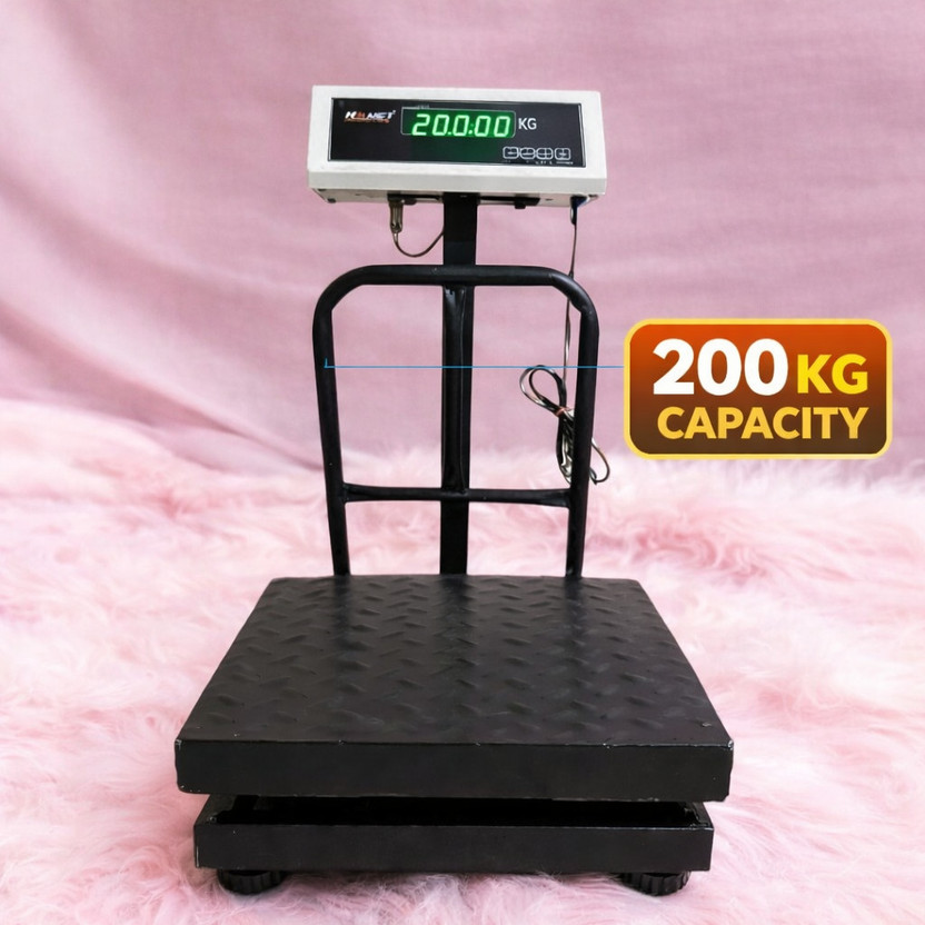 ARYA 200kg 16*16 inches ; High Precision ; Heavy Duty ; Accurate ; 2 Battery Backup Weighing Scale(Black)