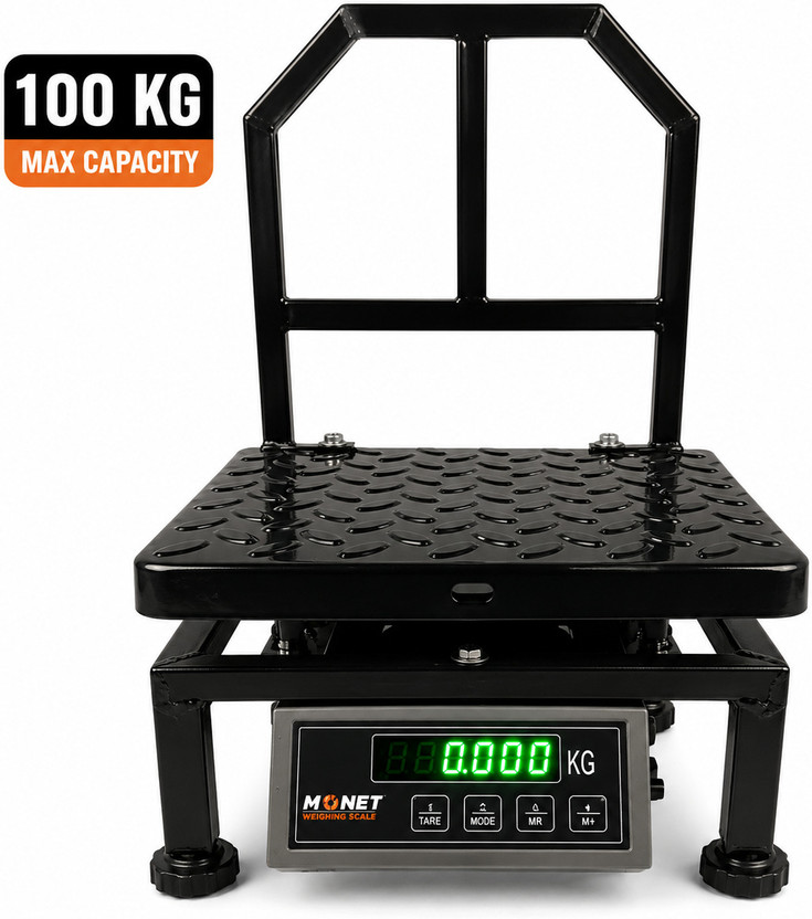 MONET 100 kg MS/IRON 12*12 Inch/300*300 mm Portable Weighing Machine Weighing Scale(Black)