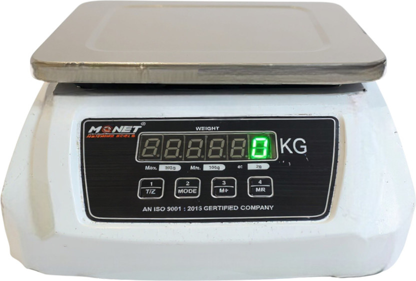 monet international MI-90; 30kg ;with Ecosense Technology 2 Display For All Kirana & Vegetable Shop Weighing Scale(((7" * 9", White 2025 Model)))