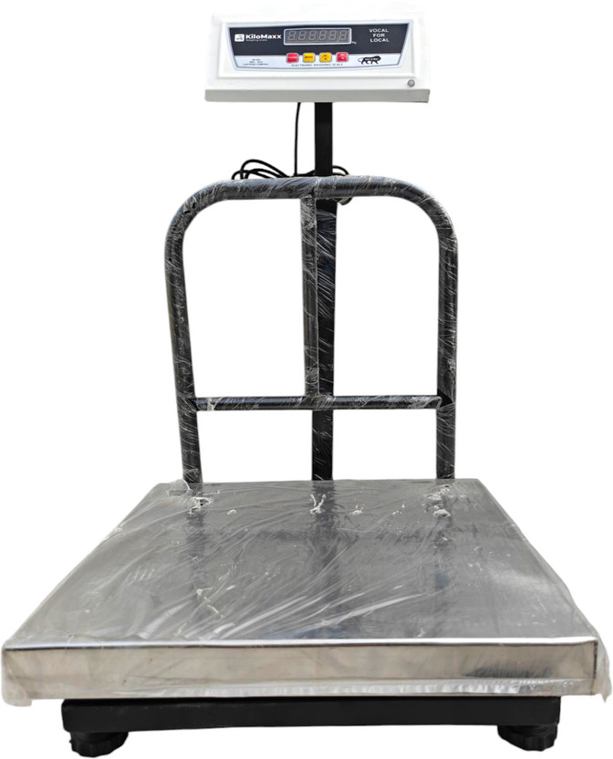 KiloMaxx KM-41, 200Kg With Ultrabright Display For Retail Shops, Kirana Shop Commercial Weighing Scale(16*16 inches , Stainless Steel)