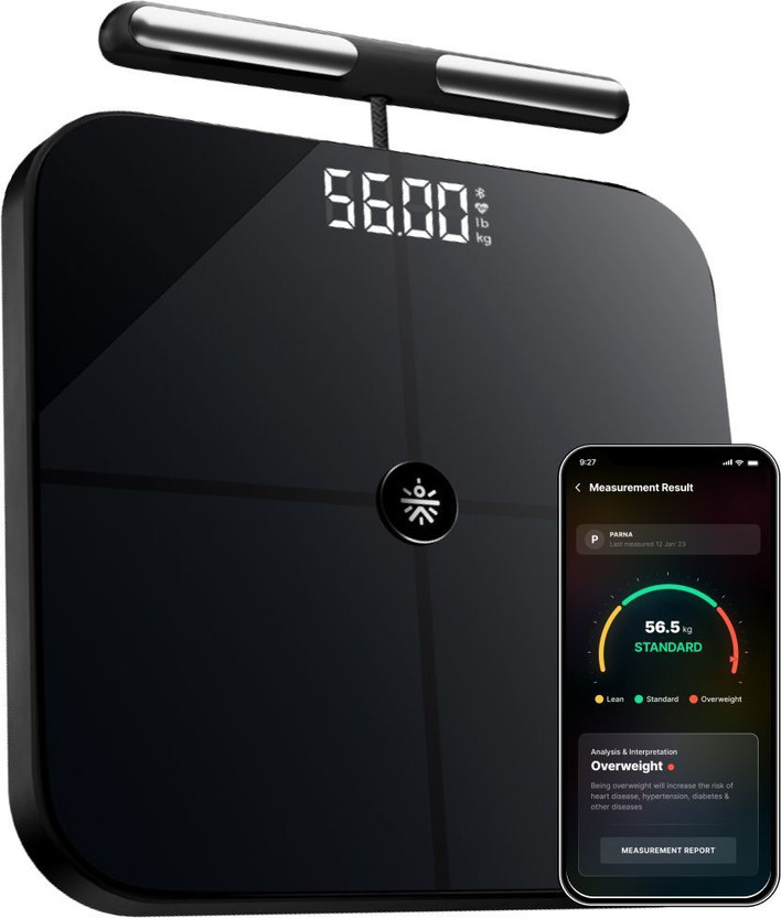 Cult Bluetooth Weight Machine, 50+ Parameters, US FDA Approved, BMI, 10 users Weighing Scale(Black)
