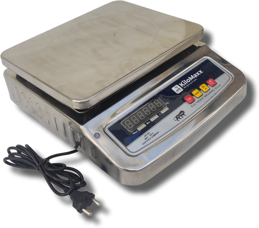KiloMaxx KM-95, 30Kg Weight Scale With Ultrabright Green Dual Display For Shop Weighing Scale(Silver 10*12")