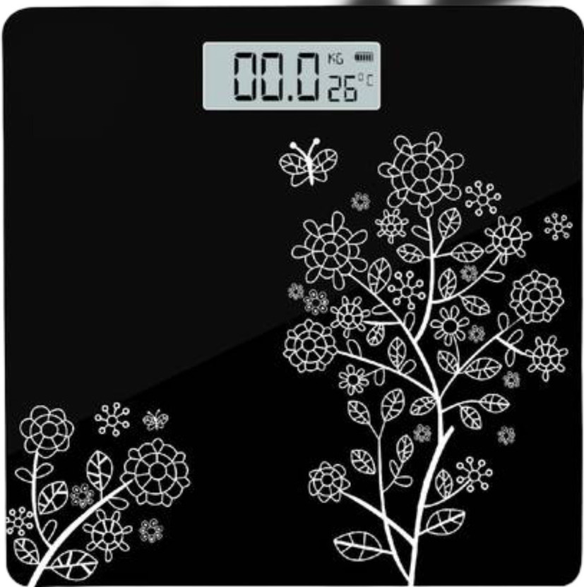 MEANDMY Digital Bathroom Personal Human Body Weight Machine LCD Display Space BLACK Weighing Scale(BLACK - FLORA)