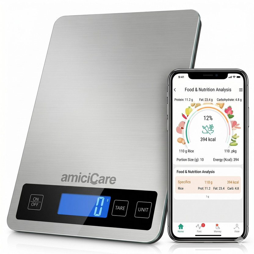 amiciCare Digital Food Nutrition Measurement Scale Weighing Scale(White)