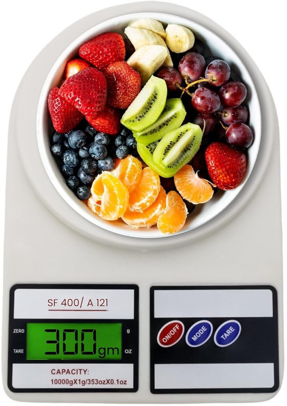 OnisHomes Digital Kitchen Weighing Scale for Food & Fruits | 10kg Capacity Weighing Scale(White)