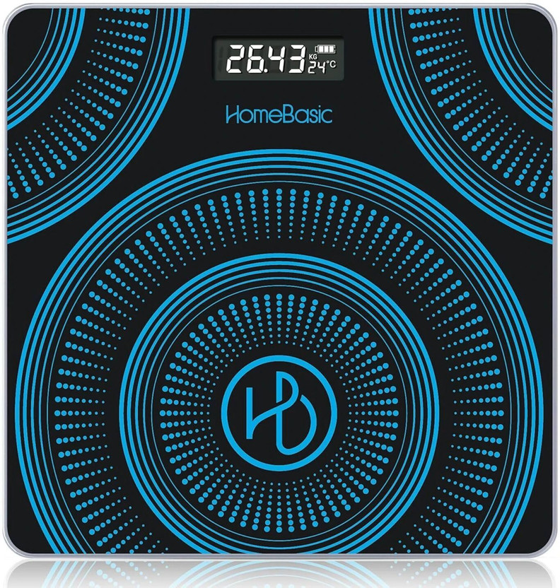 HOMEBASIC Digital Body Weight Machine with LCD Display & 180kg Capacity, Auto On/Off Weighing Scale(Black, Blue)