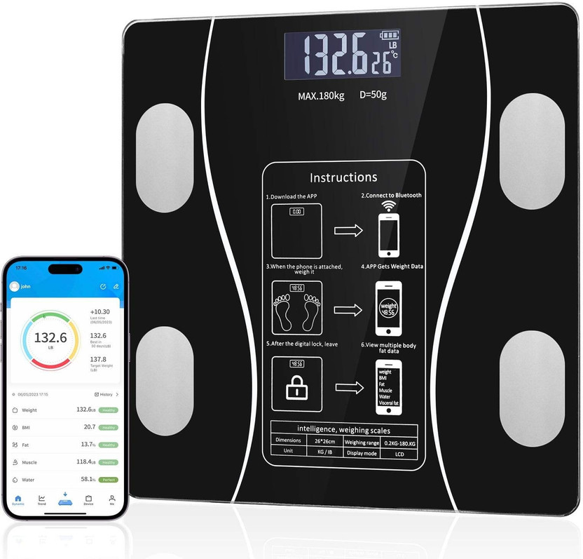 Accutrust Accutrust Digital Smart Weighing Scale with Bluetooth App Connectivity Weighing Scale(Black) - Flipkart Deal