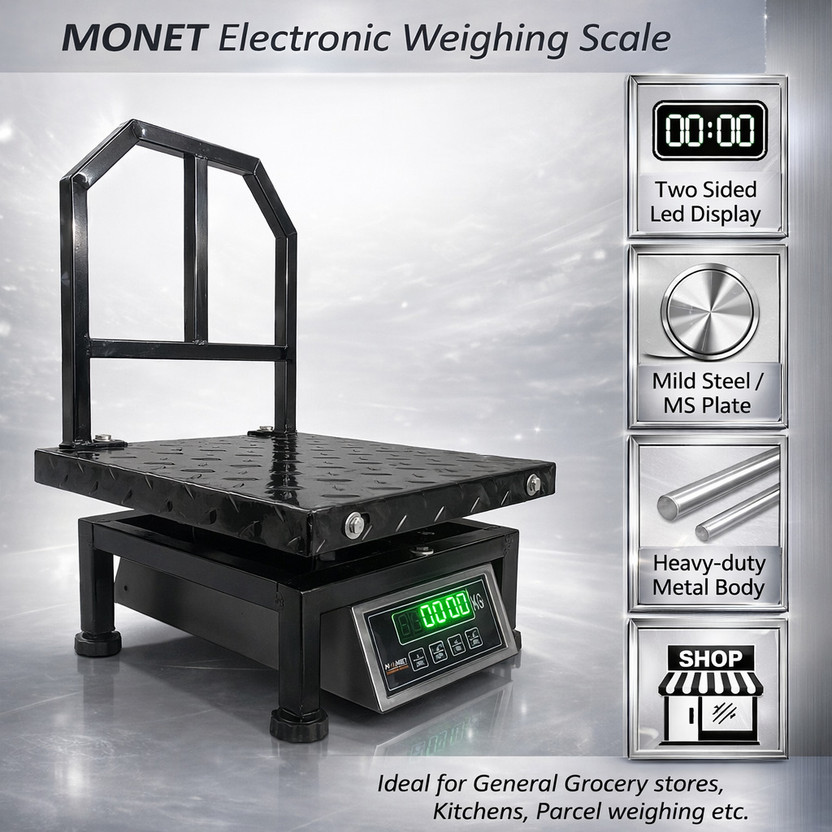 monet 100 kg Stainless Steel Portable Weighing Machine Weighing Scale(Black)