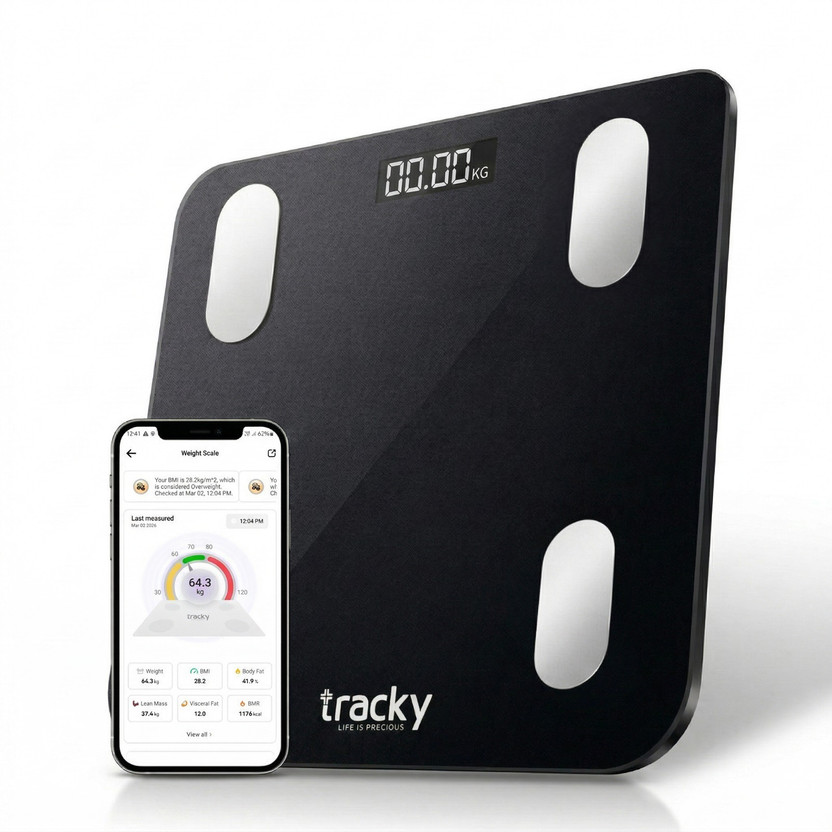 Tracky Smart BMI Weight Scale | Body Fat Analyzer for Home & Gym Weighing Scale(Black)