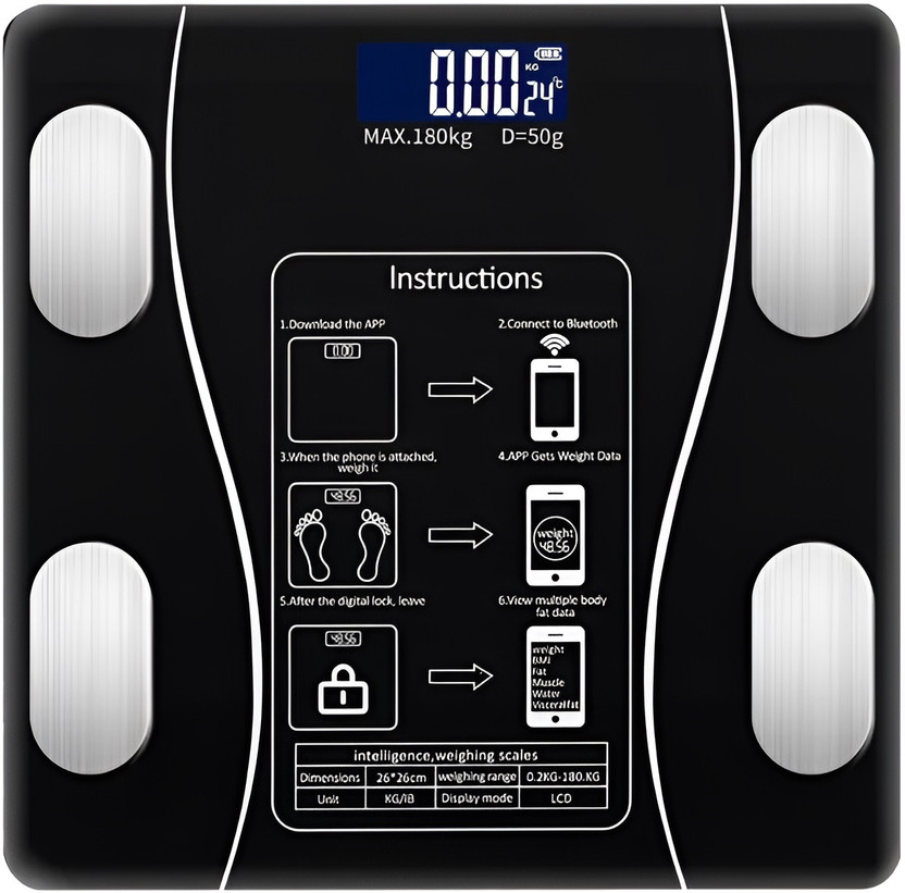 CT-BDS CT-BDS Smart Bluetooth Weight Machine 18 Body Composition Sync with Fitness Mobile App Weighing Scale(Black) - Flipkart Deal