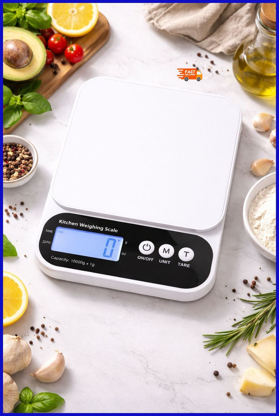 White Label WS-15 Without Stainless Steel Plate (10kg) Kitchen Weighing Scale(White)