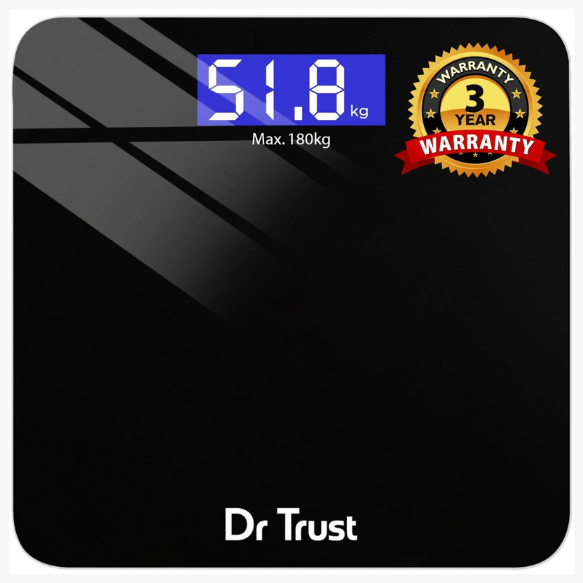 Dr Trust (USA) Zen Rechargeable Digital Personal Weighing Scale Electronic Weight Machine For Human Body (USB Cable Included) Weighing Scale(Black)