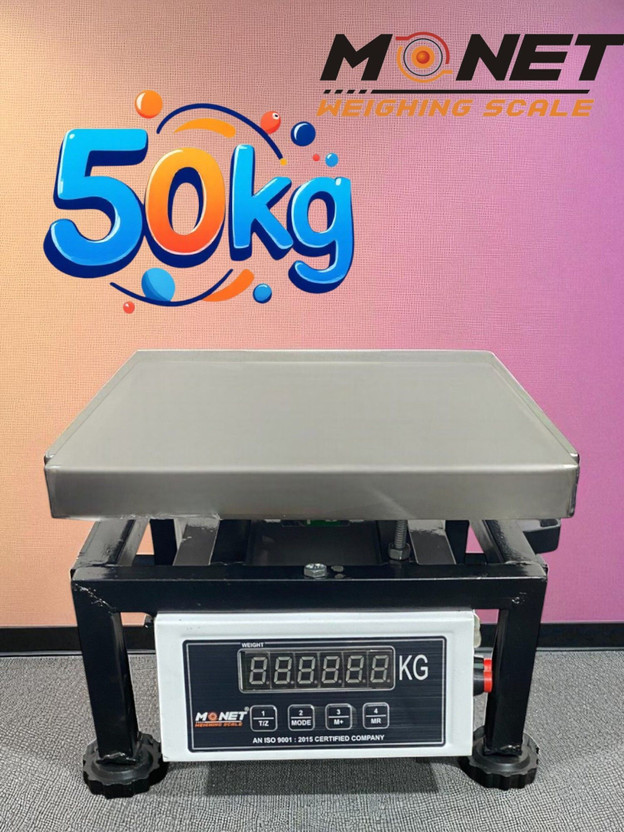 monet 50kg 10*10 inches High Precision; Ultra Strong ; 2 Days Battery Backup Weighing Scale(50 KG Steel Grey)