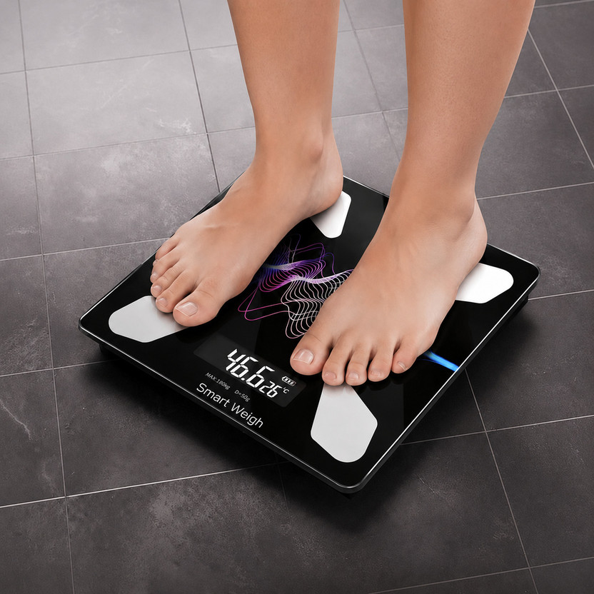 Smart Weigh Personal Body Weighing Scale with LCD Screen weigh scale Anti-Skid Glass Machine Weighing Scale(Multicolor)