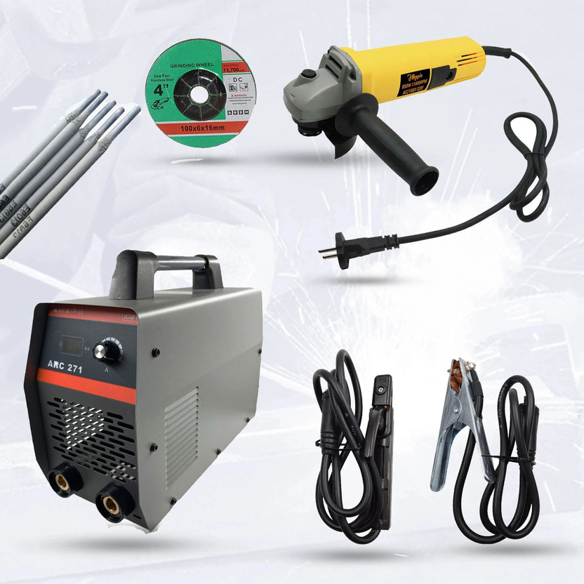 Hillgrove HGCM544M1 271Amp With 100MM Wheel Diameter Angle Grinder&5 PcsWelding Rod Inverter Welding Machine