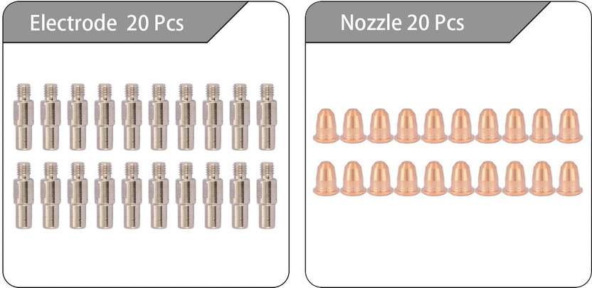 METAPOD S45 Plasma Nozzle & Electrode Kit (20+20 PCS) Copper Cutting Consumables Welding Rod(Pack of 40)
