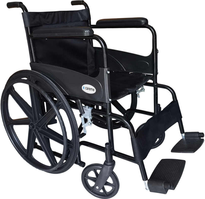 CareME Powder Coated Magwheel with seat belt Foldable Manual heavy Wheelchair Manual Wheelchair(Self-propelled Wheelchair)