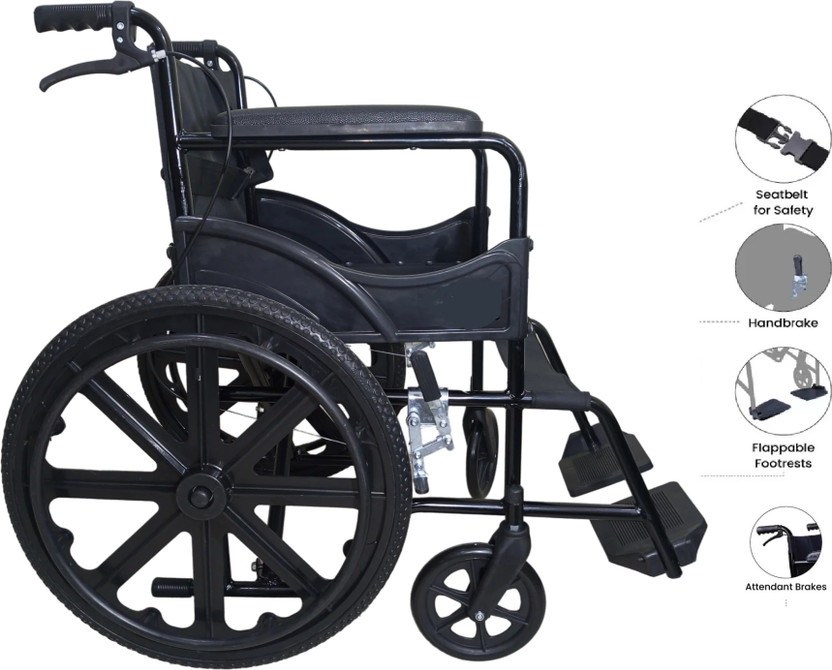 TR Foldable Wheelchair with dual Brake Manual Wheelchair(Self-propelled Wheelchair, Attendant-propelled Wheelchair)