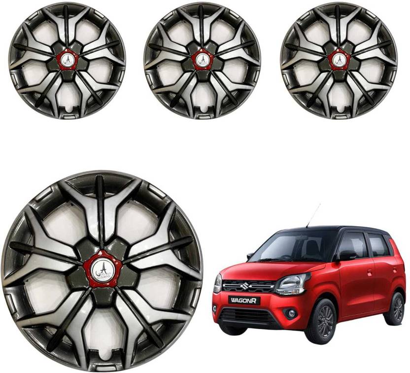 KYZO CAR WHEEL CAP/ WHEEL COVER SHARP DESGIN "GREY_SILVER WITH MIDDLE