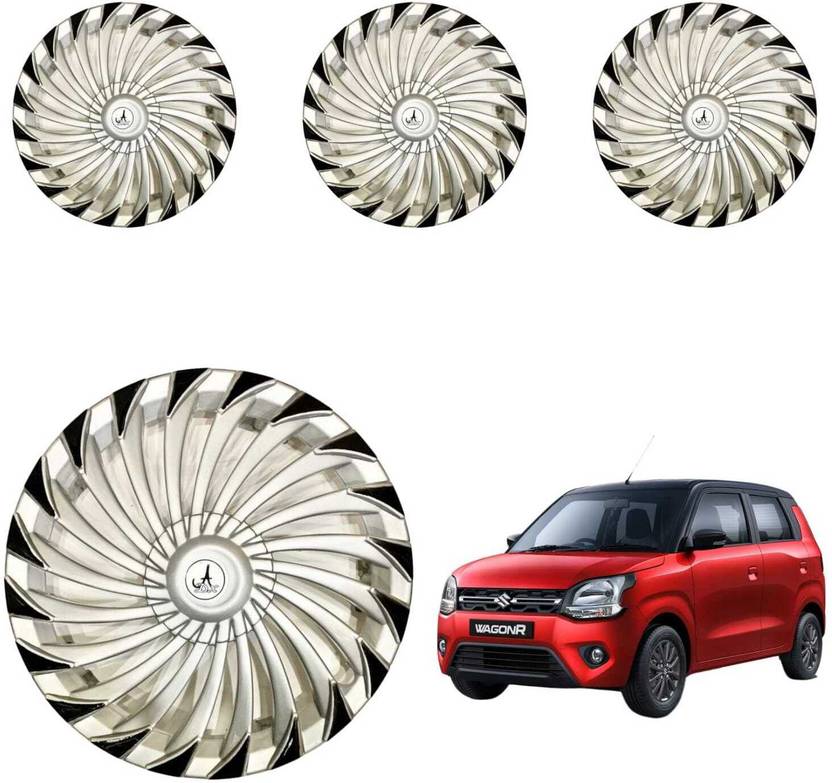 KYZO CAR WHEEL CAP/ WHEEL COVER TURBINE DESGIN (A) "SILVER_BLACK" 13