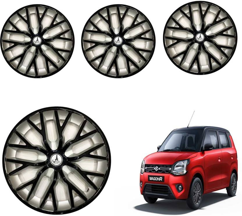 KYZO CAR WHEEL CAP/ WHEEL COVER DELTA DESGIN (B) "SILVER_BLACK" 13