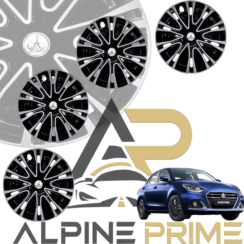 ALPINE PRIME CAR WHEEL CAP/ WHEEL COVER "ROVER" DEGINE "SILVER_BLACK_COLOUR" 14 INCH Wheel Cover For Maruti, Honda, Hyundai, Tata, Nissan, Mahindra, Ford Swift, Swift Dzire, Celerio, Amaze, Brio, Xcent, Grand i10, Vista, Indigo, Micra, KUV100, Ritz(14.0 inch)