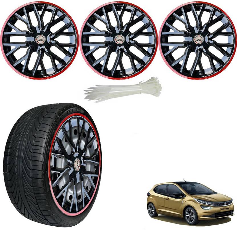 WolkomHome Wheel cap,Hub Cap Delta Black Red Ring ,Nylon Zip Tie ,4 pc