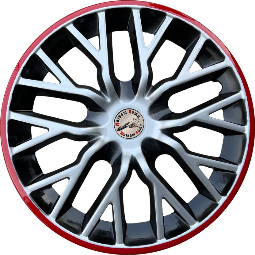 WolkomHome Wheel cap, Hub Cap Silver Black Red Ring Car Accessories 14