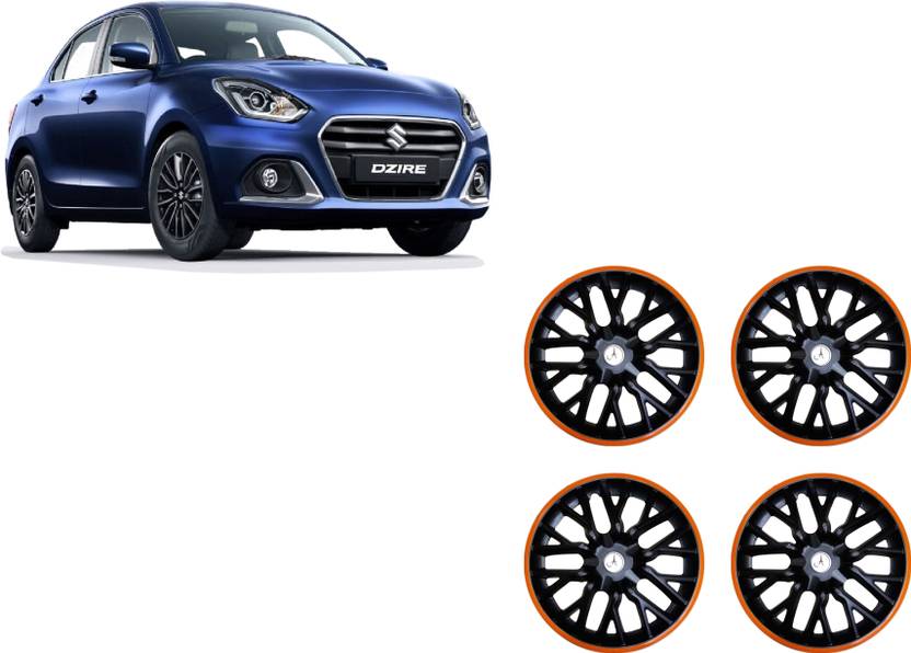 ALPINEZO CAR WHEEL CAP/WHEEL COVER DELTA DEGINE "BLACK_WITH ORANGE_CIRCLE" 14 INCH Wheel Cover