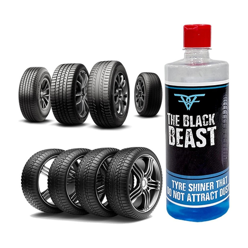 THE BLACK BEAST Tyre Polish Black Shine Finish 400 ml Wheel Tire Cleaner(Pack of 1)
