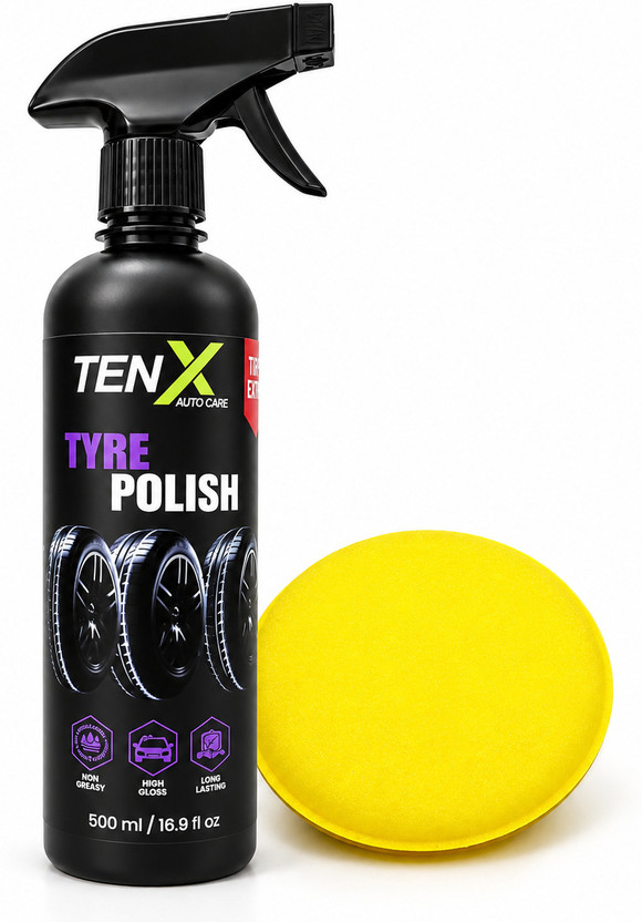 TenX TenX Auto Care Tyre Polish - Long Lasting, Black Shine 500 ml Wheel Tire Cleaner(Pack of 1) - Flipkart Deal