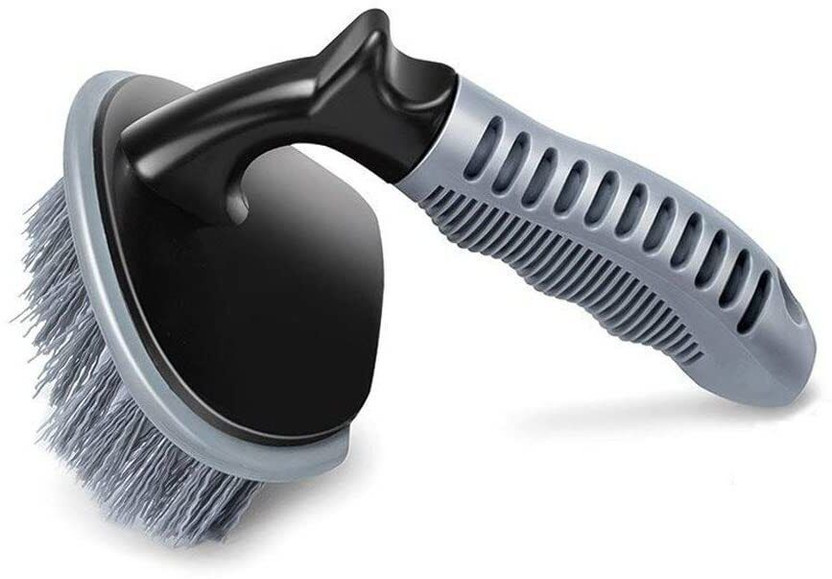 Decozare Car Tyre Cleaning Brush with Hard Bristles for Wheel & Mud Removal 10 ml Wheel Tire Cleaner(Pack of 1)