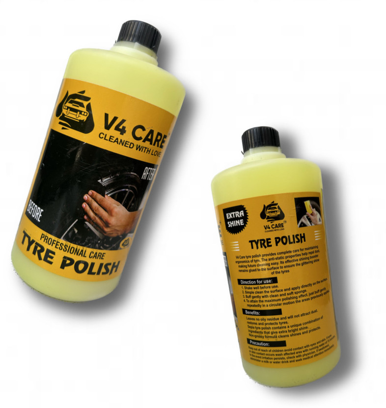 V4 CARE Tyre Polish 1 L Wheel Tire Cleaner(Pack of 1)