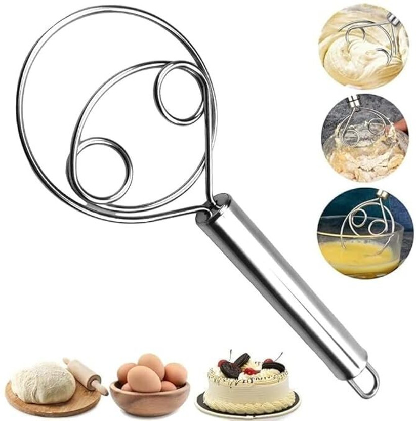 Jiyancreation Manual Bread Mixer Tool for Baking Steel Coil Whisk