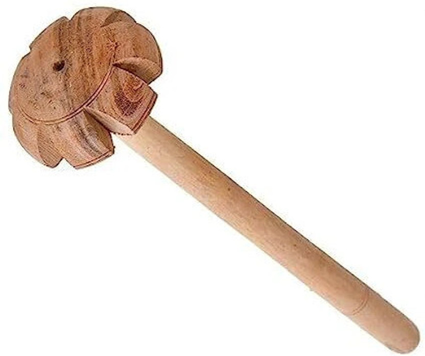 LMR3 Wooden Madani Mixer Hand Blender Rai Whisk Beater, Mathani, Ravi, Ravai, Mixer Steel Balloon Whisk