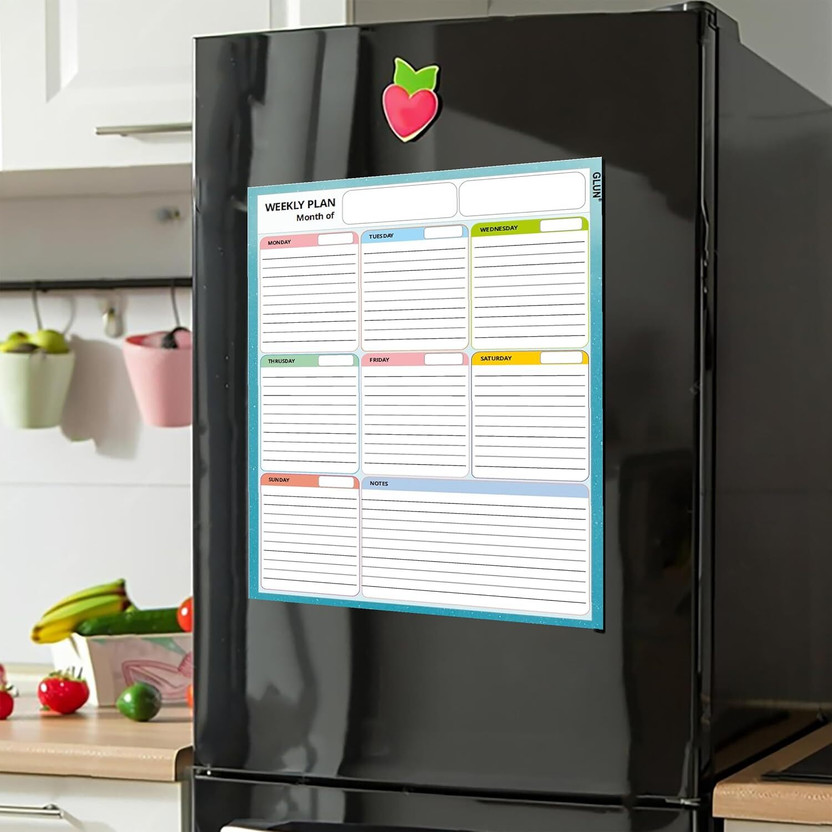 HaveAdeal Magnetic MARKER WITH ERASER CAP SMOOTH Whiteboards and Duster Combos(Magnetic Weekly Planner Size 33x43cm for Metal Surface, Fridge, Almira)