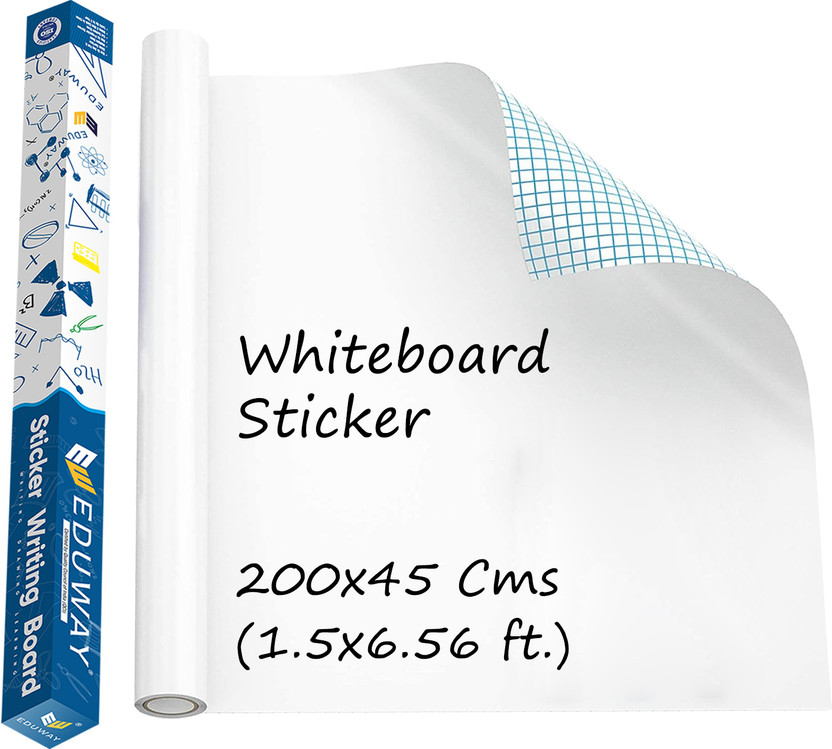 Eduway Non Magnetic 200 Cms Multi-Purpose Vinyl Whiteboard Sticker | Size : 45x200 Cms | Easily Erasable and Waterproof For Office, home, Study | Self Adhesive Vinyl Sticker Whiteboards(White)