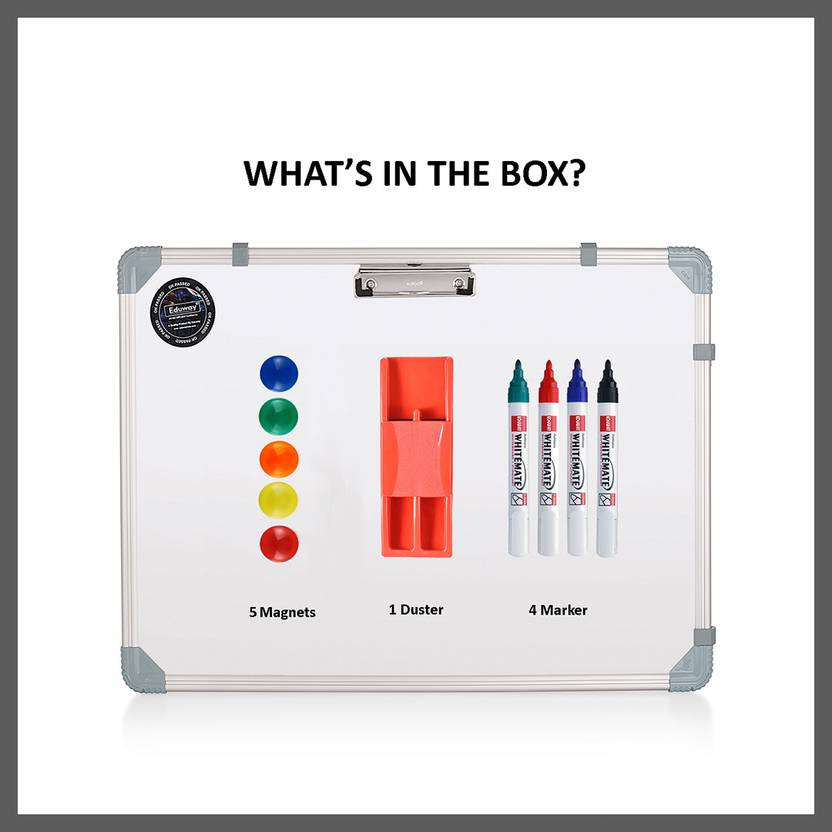 Eduway 1x1.5 Feet Standing Whiteboard With 4 Marker, 1