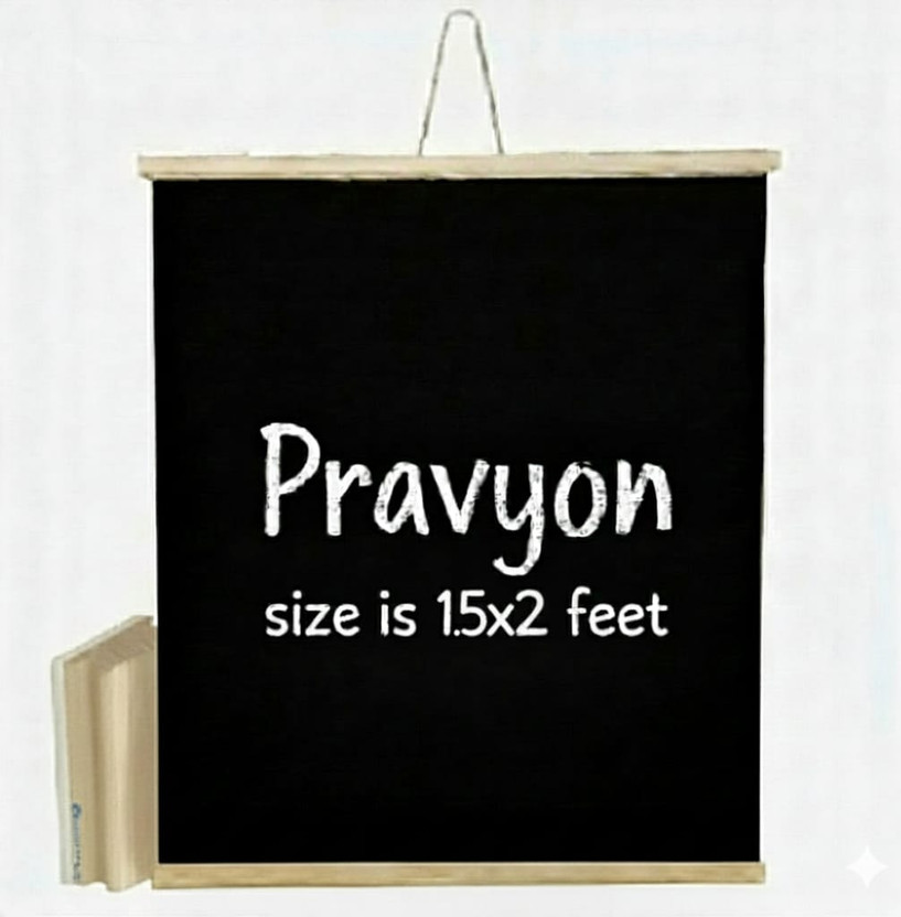 Pravyon Non Magnetic Wall Hanging Roll-Up Chalkboard 1.5x2 Feet with Duster Whiteboards and Duster Combos(Black)