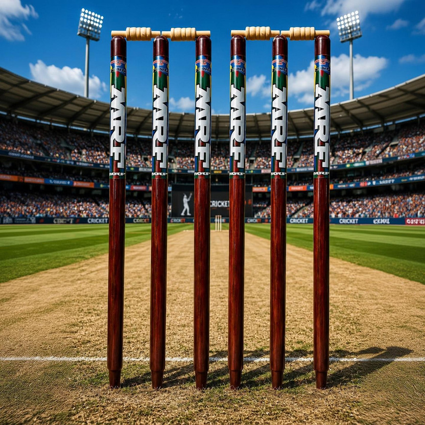 row row NEW ipl Cricket wicket 6pcs with 4bails (brown)(Brown) - Flipkart Deal