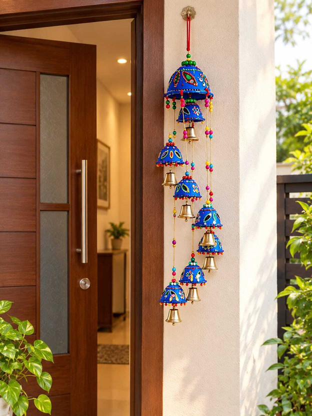 Ryme Ryme Rajasthani Design Handcrafted Hanging Windchimes Aluminium Windchime(22 inch, Blue) - Flipkart Deal