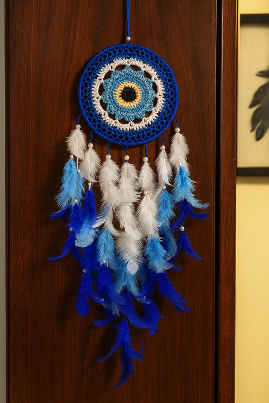 Good Good Aura Store Dream Catchers Wall Hanging Home Decoration Items For Positivity Feather Dream Catcher(19 inch, White, Blue) - Flipkart Deal